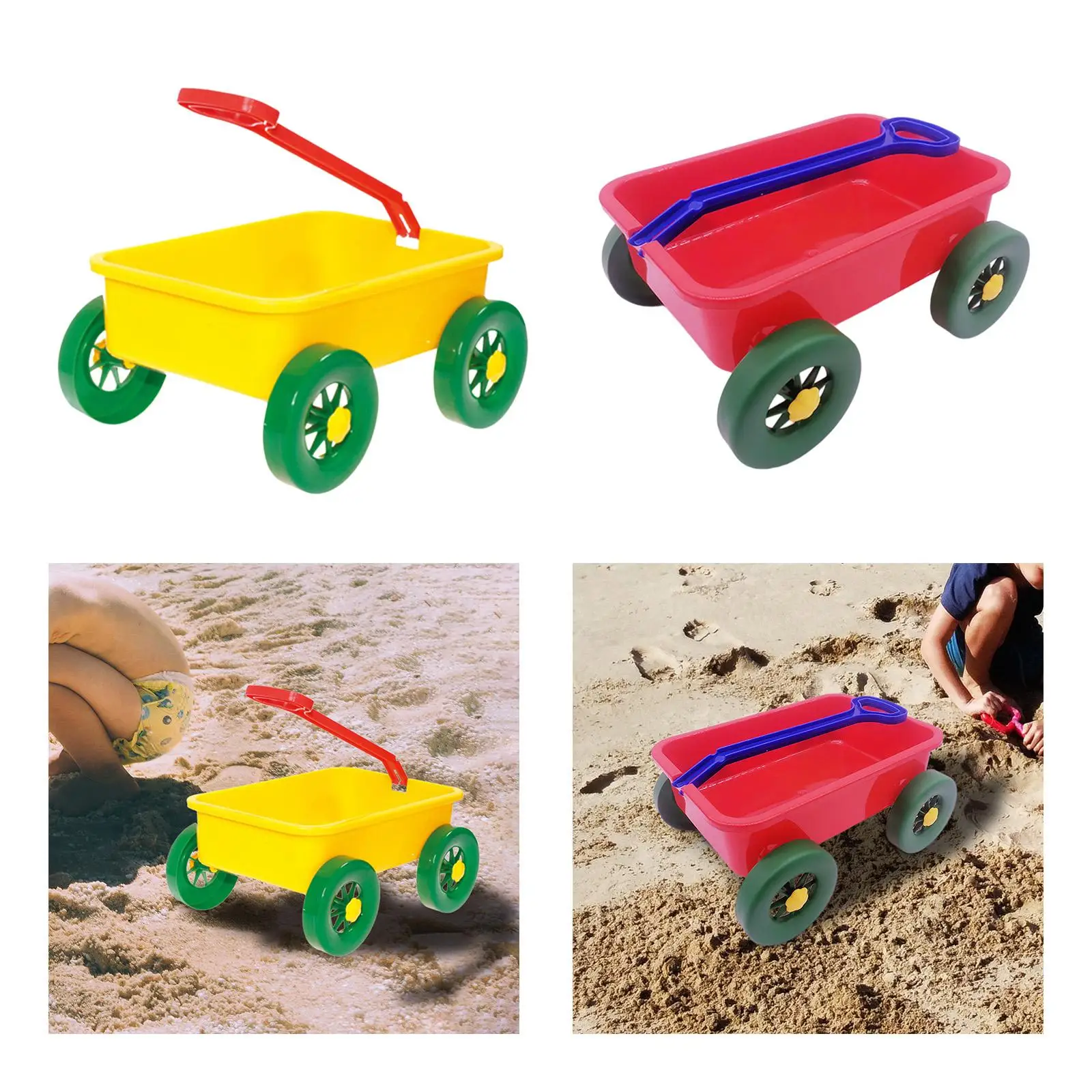 Kids Wagon Toy Outdoor Indoor Toy Beach Game Toy Pull Car Toy Children Wagon Cart for Yard Outdoor Gardening Seaside Beach 3