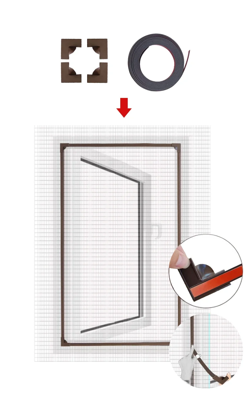 Magnetisches Moskitonetz, unsichtbares Fenstergitter, Selbstmontage, einfach, für den Haushalt, selbstklebend, magnetisches Fenster – Detail 21