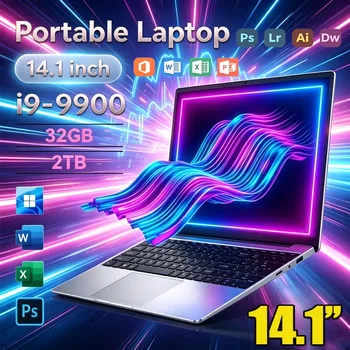 2026 14.1' Ultra Slim Laptop Intel Core I9-9900 16GB RAM 1/2TB SSD Windows 11 Fingerprint Unlock Office Game Backlight Laptop 1