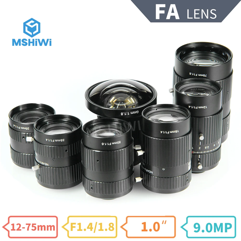 

Фокусное расстояние FA линзы машинного зрения 9MP F1.4/F1.8 1 "ручной Радужный фиксированный фокусный объектив для промышленной камеры видеозаписи