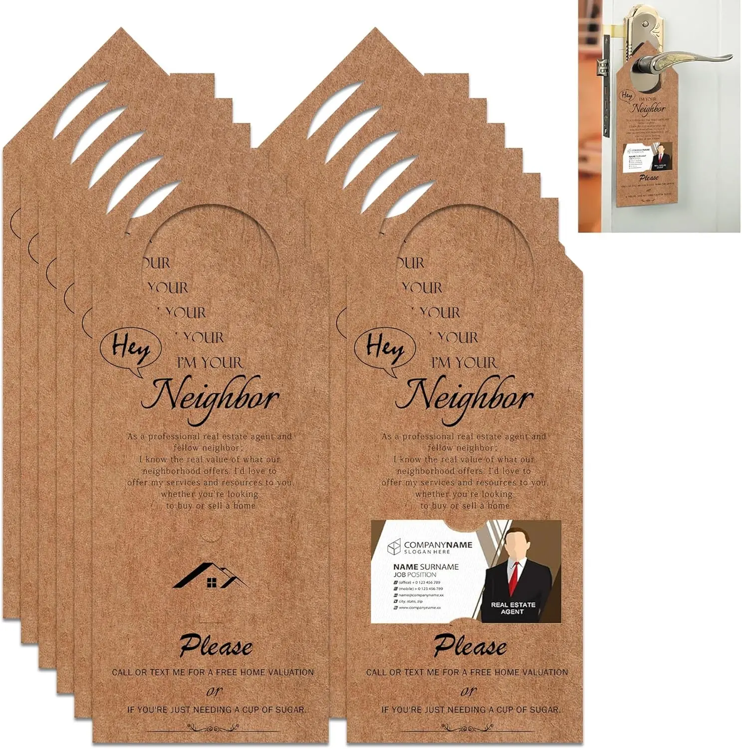 20Pcs Real Estate Agent Door Hangers Open House Signs 3.2x8 Inch-Water Bottle Hang Tags Real Estate Agent Favors Supply for Home