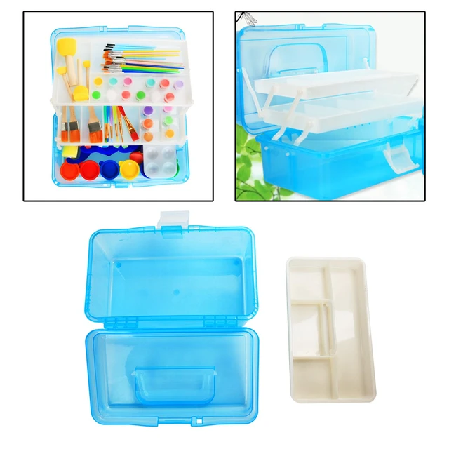 Three-layer Storage Box With Tray, Plastic Portable Folding Tool