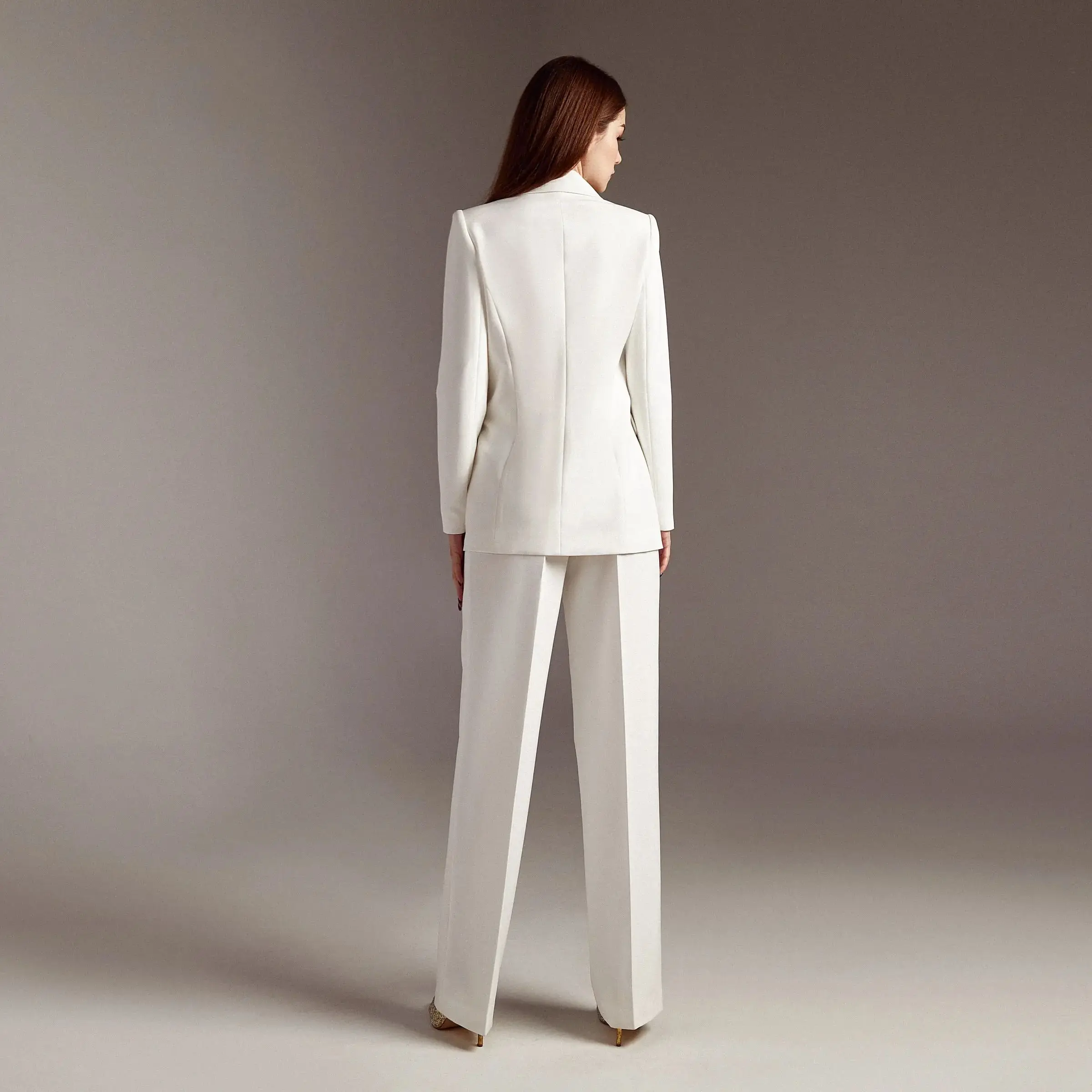Women's White Suit 2 Piece Suit - Jacket and Wide Leg Pants Women's Wedding Party Prom Formal Event Custom Suit