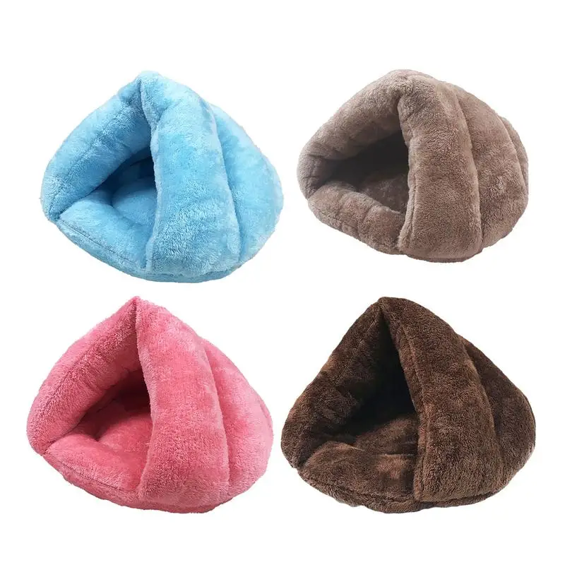 

Plush Cat Cave Bed Triangular Semi-open Cat Dog Pets Bed Comfortable Cat Tent Cave Bed Non-Slip Sleeping Nest Cave Pet Supplies