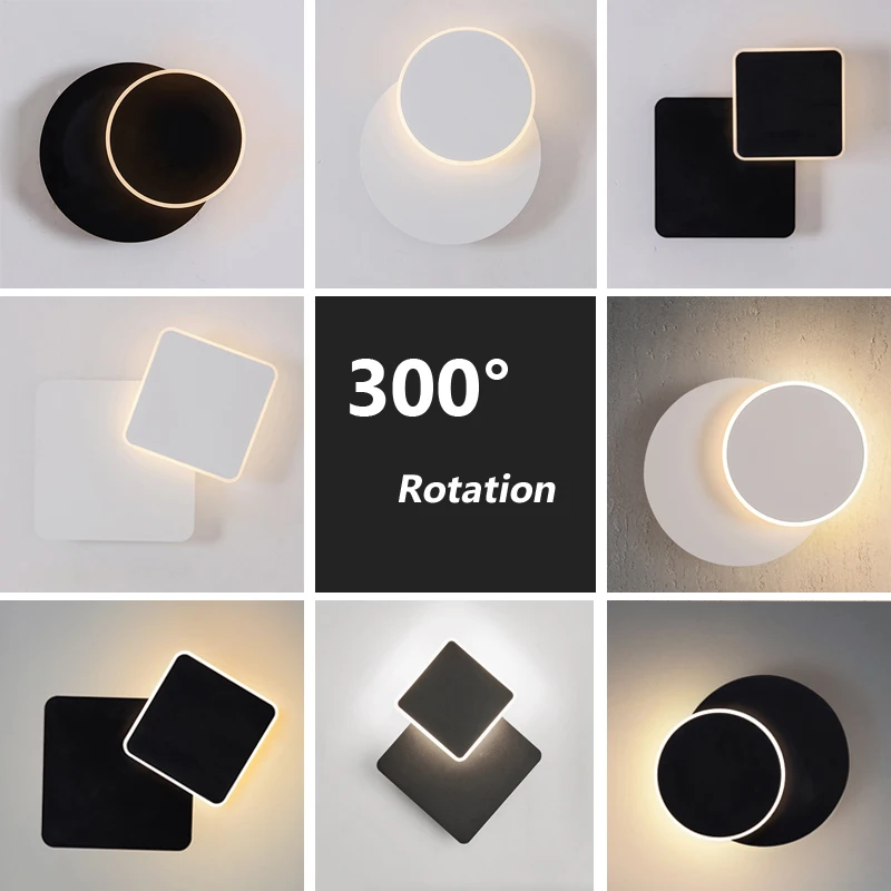 

LED Industrial Wall Lamps Modern Geometric Black White Sconces For Study Bedroom Bedside Living Room Indoor Decoration Fixtures