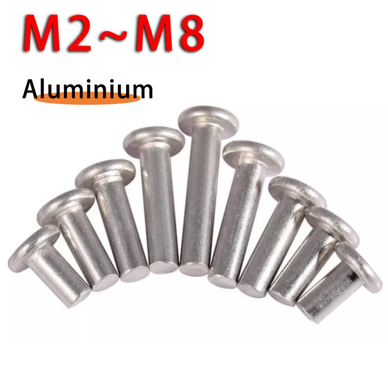 10-200pcs Aluminium Solid Rivet Flat Head Hand Percussion Punch Self-plugging Knock Fixed Rivets M2 M2.5 M3 M4 M5 M6 M8 GB109 10-200pcs Aluminium Solid Rivet Flat Head Hand Percussion Punch Self-plugging Knock Fixed Rivets M2 M2.5 M3 M4 M5 M6 M8 GB109