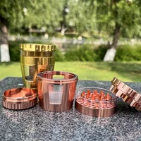 4-Layer 50mm tapered zinc alloy window transparent visible layer cigarette grinder cigarette accessories 1