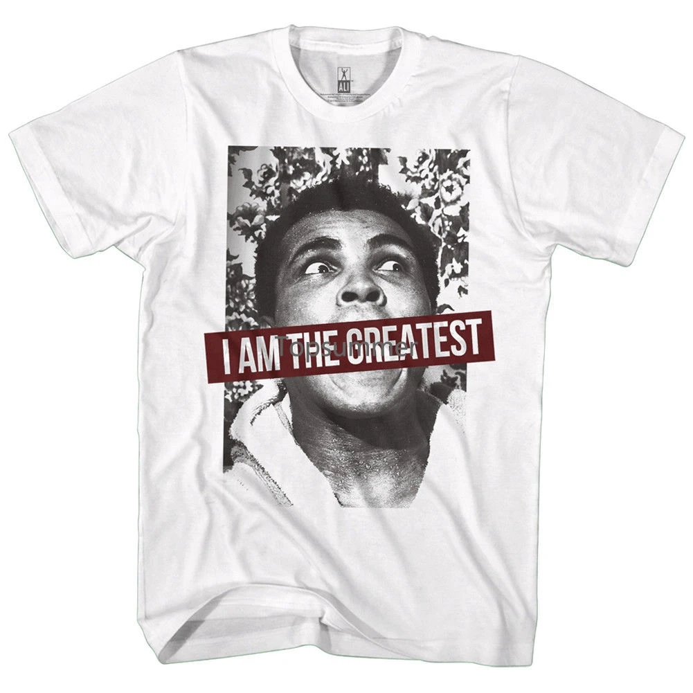 

Muhammad Ali I Am The Greatest White Men'S Adult Short Sleeve T-Shirt 100% Cotton Humor Men Crewneck Tee Shirts