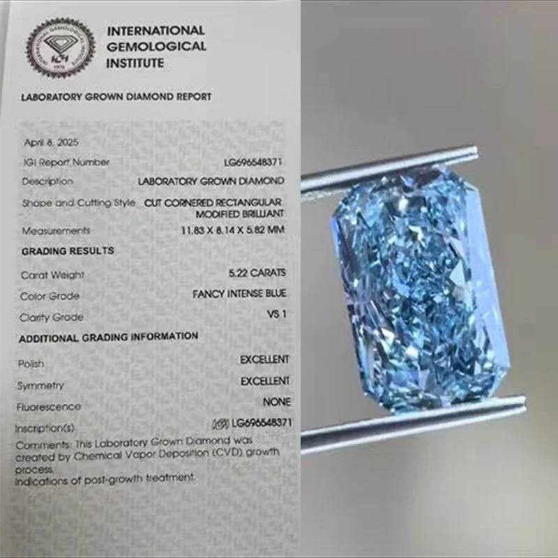 Im Labor gezüchtete Diamanten, ausgefallene, lebendige blaue Farbe mit IGI-Zertifikat, strahlend geschliffener CVD-Labordiamant, Großhandel, individueller Schmuck