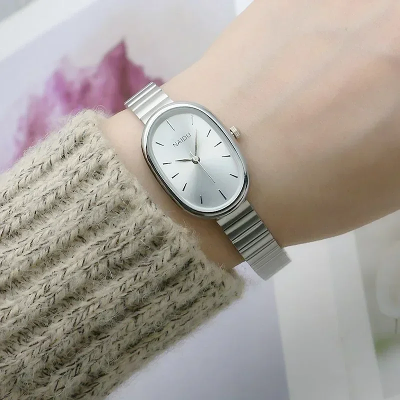 Oval Small Dial Women Quartz Watch Stainless Steel Bamboo Strap Girl Student Leisure Fashion Luxury Gift Wristwatch Dropshipping 4