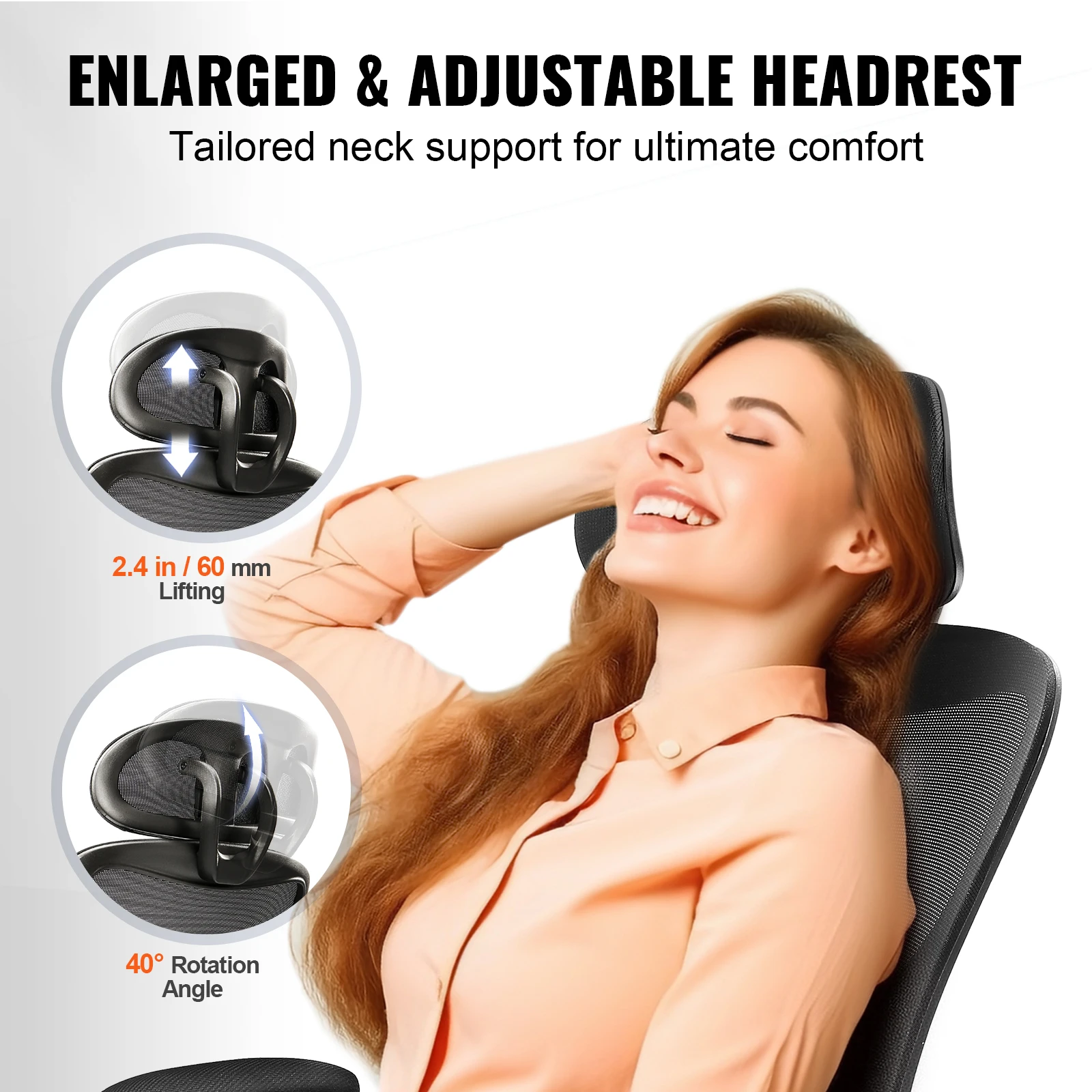 VEVOR Ergonomic Office Chair with Slide Seat/ Mesh Seat/ Adjustable Lumbar Support Angle and Height Adjustable Home Office Chair 5