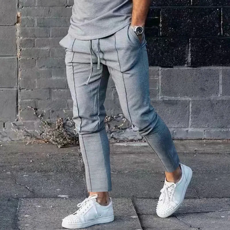 Men's Casual Pants Street Ruffled Solid Color Comfortable Versatile Travel Breathable Loose Fitness Jogging Casual sports pants