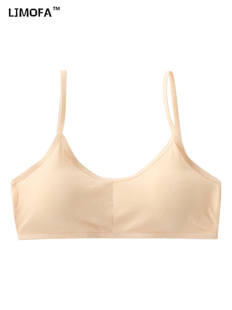  Teen Girls Seamless Training Bras Adjustable Straps Sports Bras  Cotton Cropped Clothes for Kids Girls (Beige, One Size): Clothing, Shoes &  Jewelry