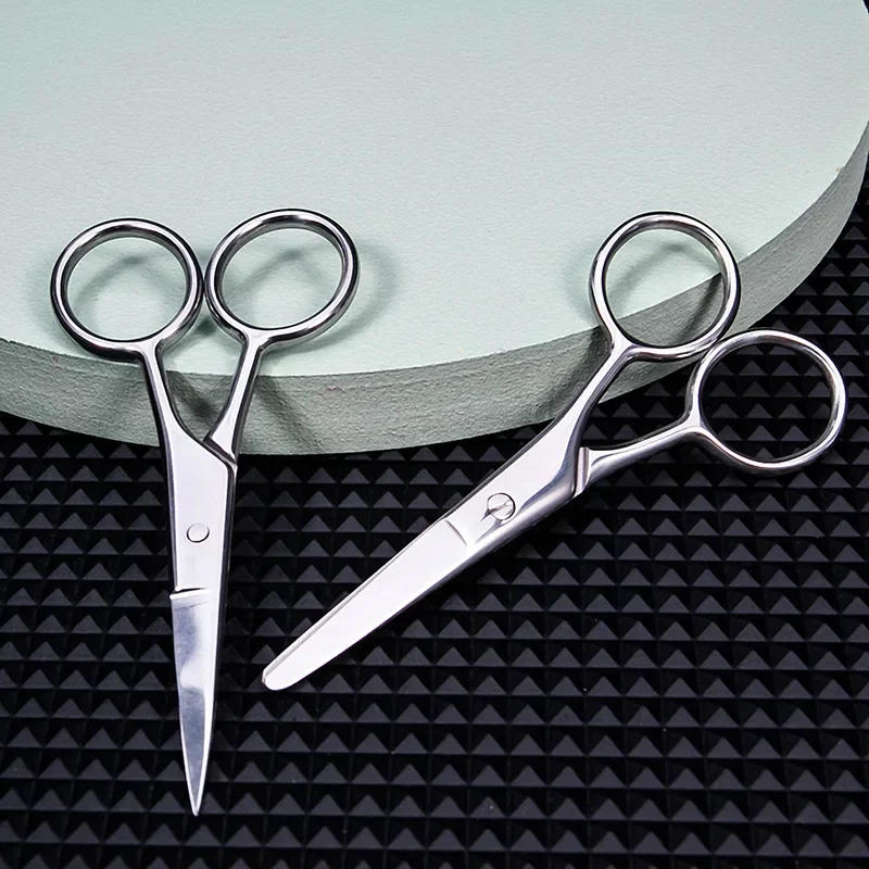 Stainless Steel Round Head Nose Hair Scissors Makeup Eyebrows Small Scissors Beard Scissors Beauty Tools Makeup Tools 3
