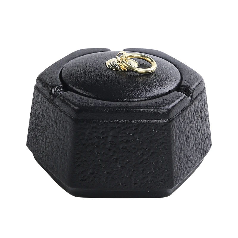 Black Ceramic Ashtray Vintage Home Living Room Tea Table Ceramic Ashtray with Lid Bar Office Decoration Supplies Ashtray