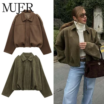 Vestes bomber en faux daim pour femme, veste oversize zippée, vêtements d'extérieur pour femme, vestes varsity rembourrées, streetwear, manteaux pour femme