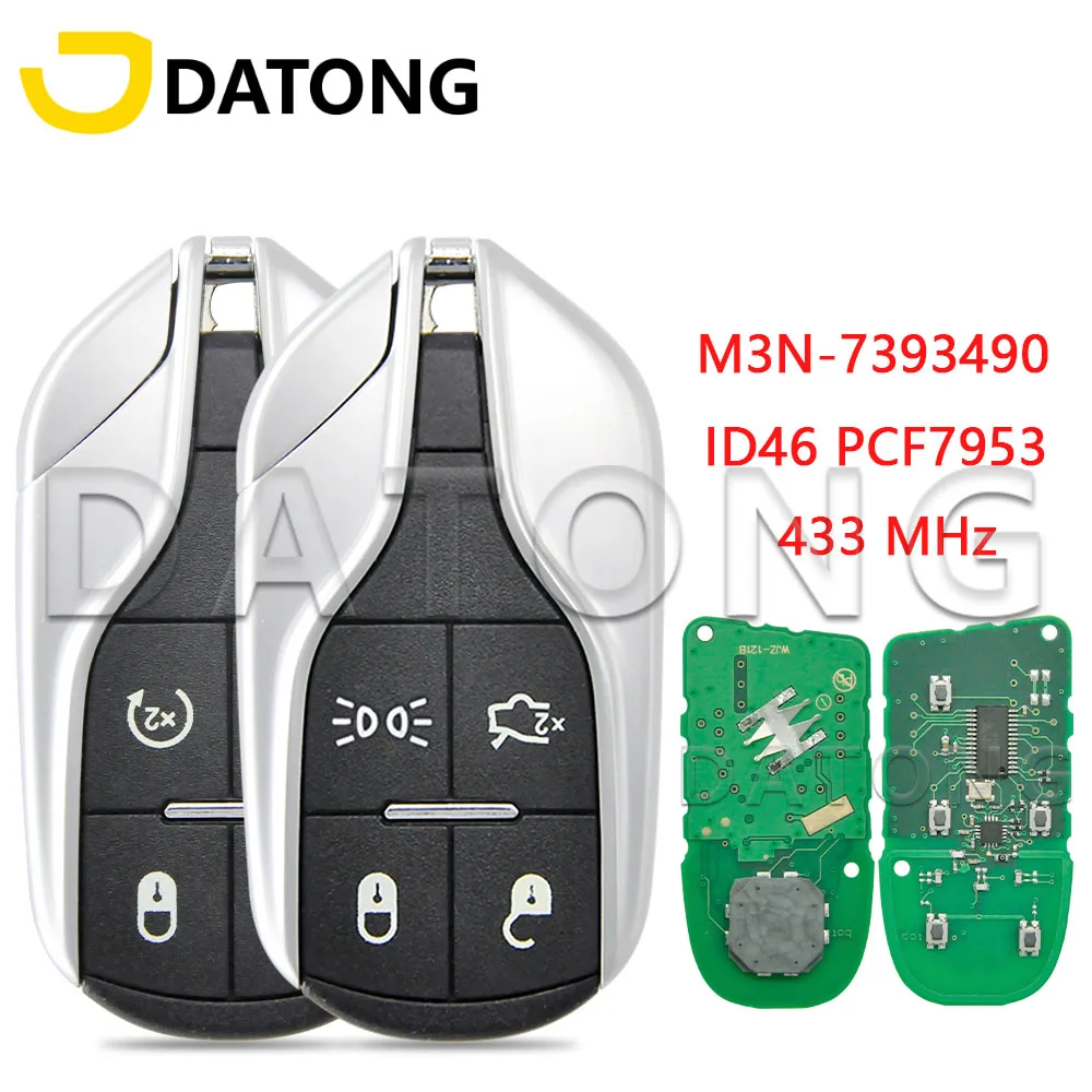 Datong World Car Remote Control Key For Maserati Quattroporte Ghibli FCCID M3N-7393490 ID46 PCF7953 Chip 433MHz Keyless Entry