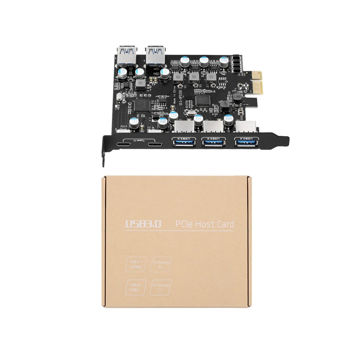 7-Port PCI-E to Type C (2), with 2 Rear USB 3.0 Ports PCI Express Card Desktop PC PCI-E to USB 3.0 Expansion Card