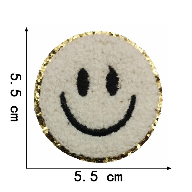 1Pcs Round Expression Smiley Face Patch Clothes Iron on Embroidered Sew Applique Cute Fabric Badge Garment Apparel Accessories 