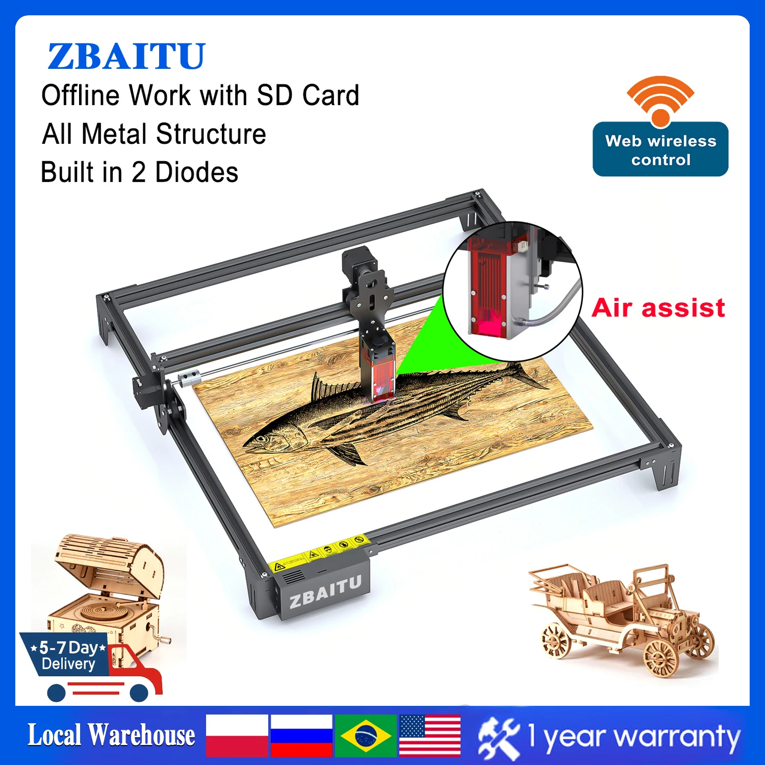 

Laser Engraver 80W 40*40cm CNC Router Cutting And Engraving Machine For Wood Leather Metal Acrylic DIY Logo Mark Printer Cutter