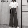 Cargo Pants Suit Short Sleeve Slim Shirt High Waist Chain Sweatpants Two Piece Sets Women's Summer Korean Hip-hop Gothic Outfits 2