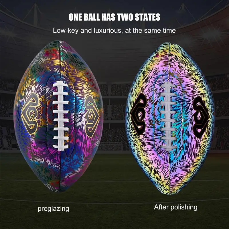 Size 3/6/9 Reflective Rugby Ball Luminous Fluorescent Training Ball PU Leather American Standard for Match