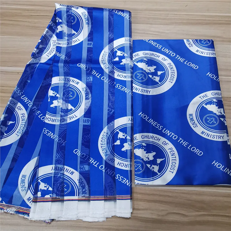 Tissu en satin bleu africain pour robe de soirée, organza, haute qualité, 6 mètres (OP-08-47