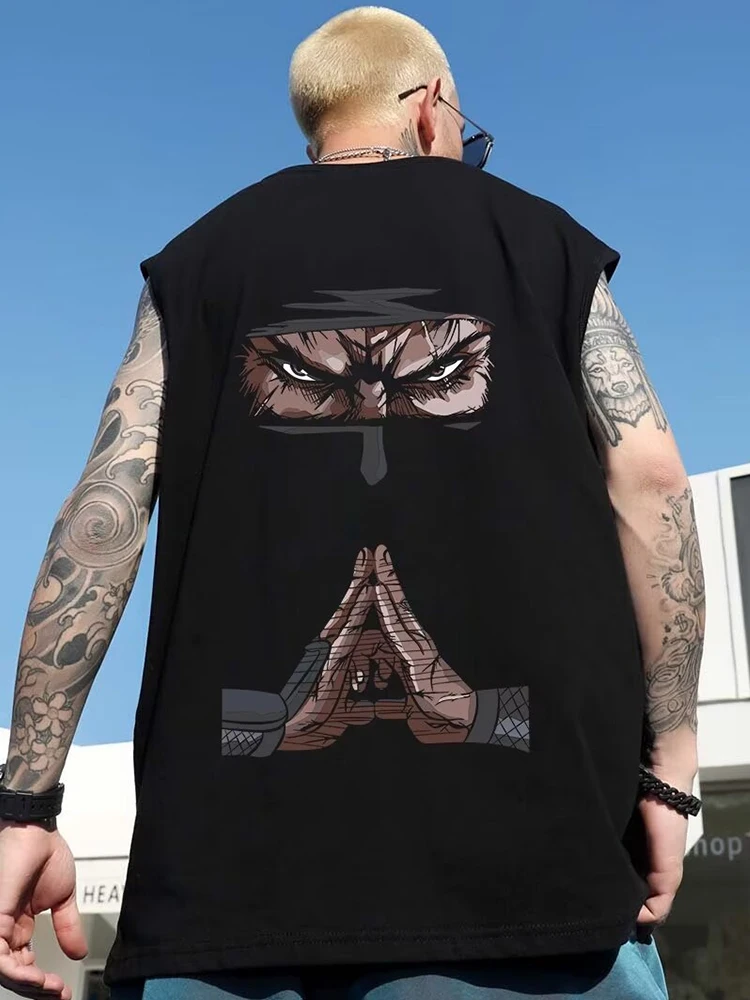 thumbnail image 1 of Camiseta sin mangas con estampado de ninja de anime para hombre, camisetas sin mangas de gran tamaño con gráficos japoneses, ropa de calle de hip hop, chaleco, verano 2024, 1 of 5