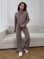 סט מכנסיים סריגה עם רוכסן לנשים מבית Wolfeel לעונת הסתיו והחורף, מכנסי קרדיגן צמודים ומגניבים לטיולים ולספורט 4