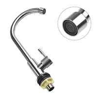 1Pcs Kitchen Faucet 304 Stainless Steel Water Purifier Single Cold Water Lever Hole Tap Silver 360° Rotation Elbow Sink Taps 1