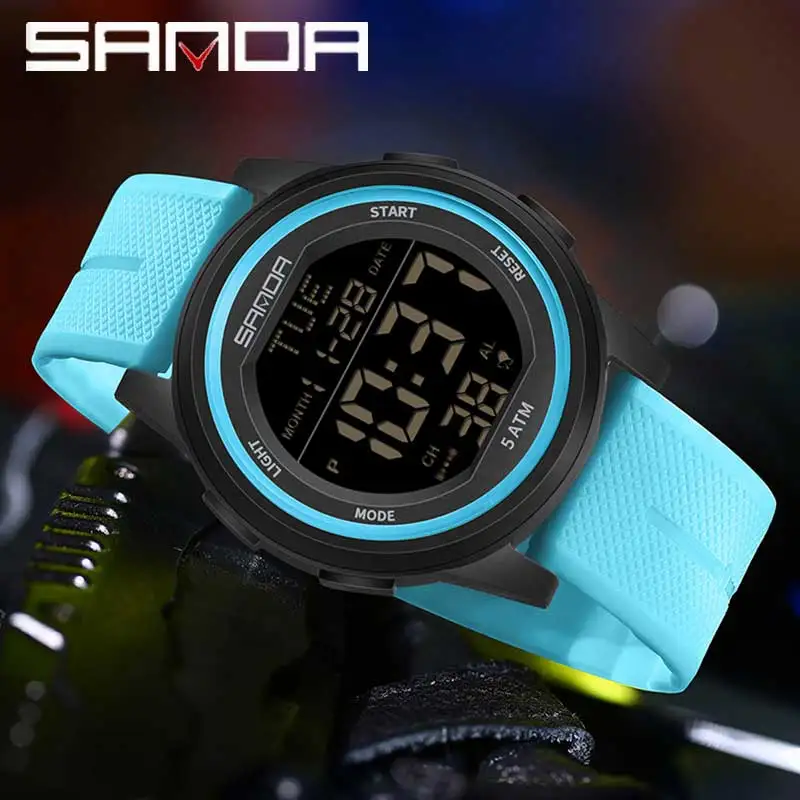 SANDA Trendy Water-Resistant Digital Sports Watch
