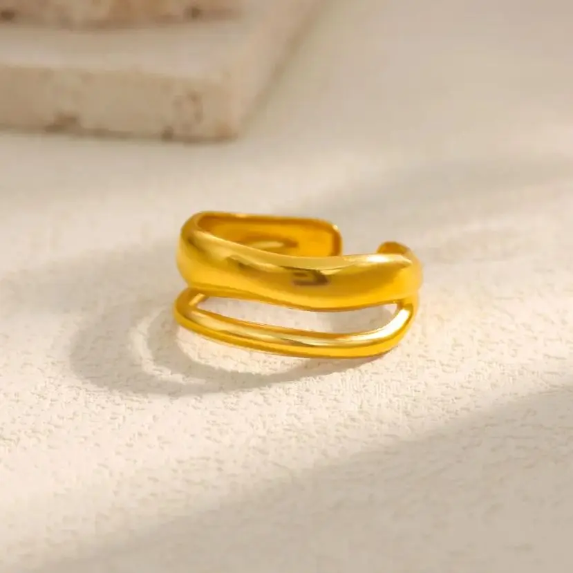 Luxury 18 Geometric Stainless Steel Rings For Women Adjustable Gift