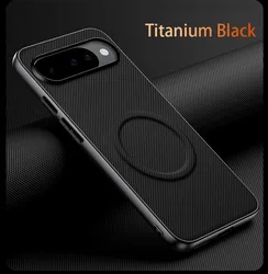 Sleek Matte Magnetic PU Leather Phone Case with Metal Lens Frame Cover - Google Pixel 11 (Black)
