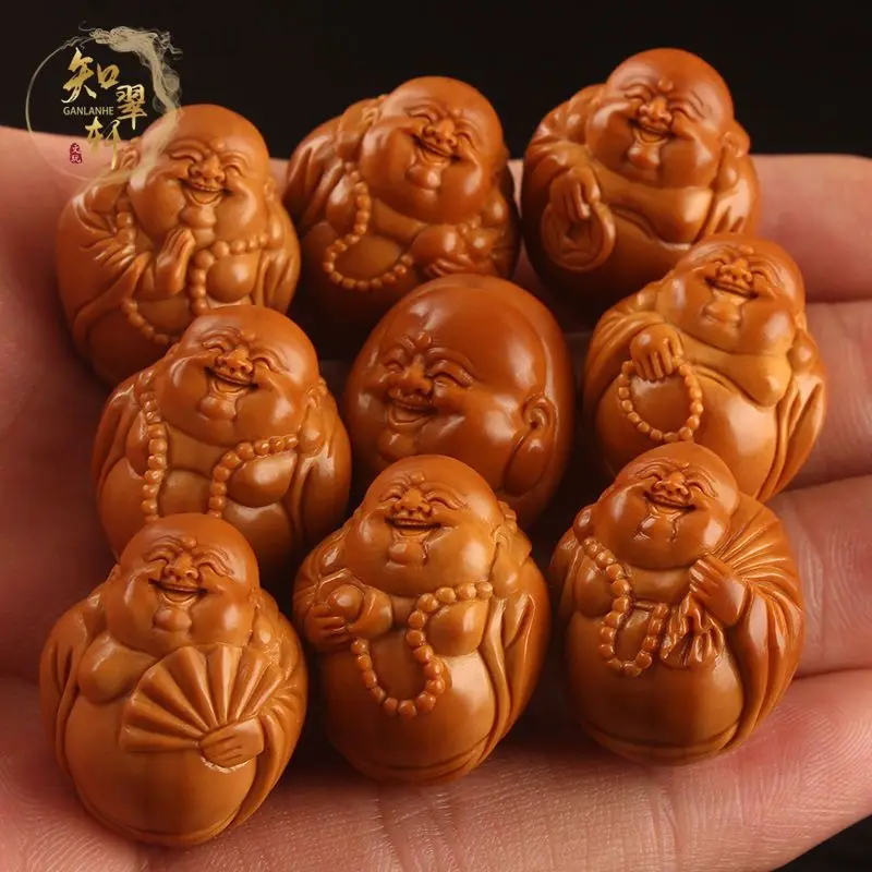 

Olive Nut Bracelet Buddha Beads Eight Treasures Big Belly Maitreya Handmade Stone Carving Crafts Pieces Hand Carved Bracele