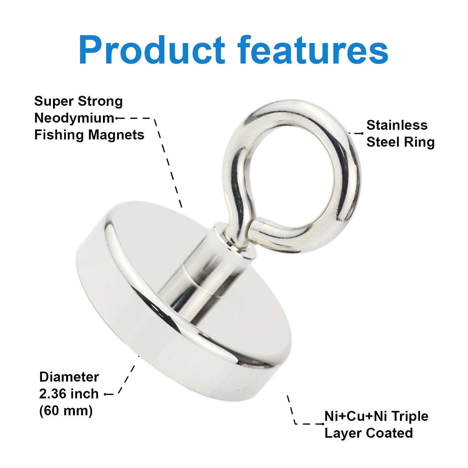 Neodymium Magnets 10-42mm Powerful Magnet Hook for Fishing