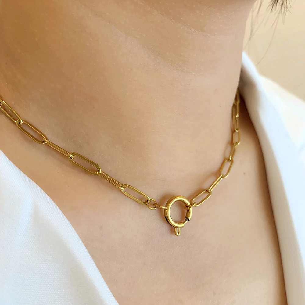 ネックレス・ペンダント ROMANTINUER SN181 Bread Clip Mixed Chain Necklace Bread Clip Necklace - Etsy
