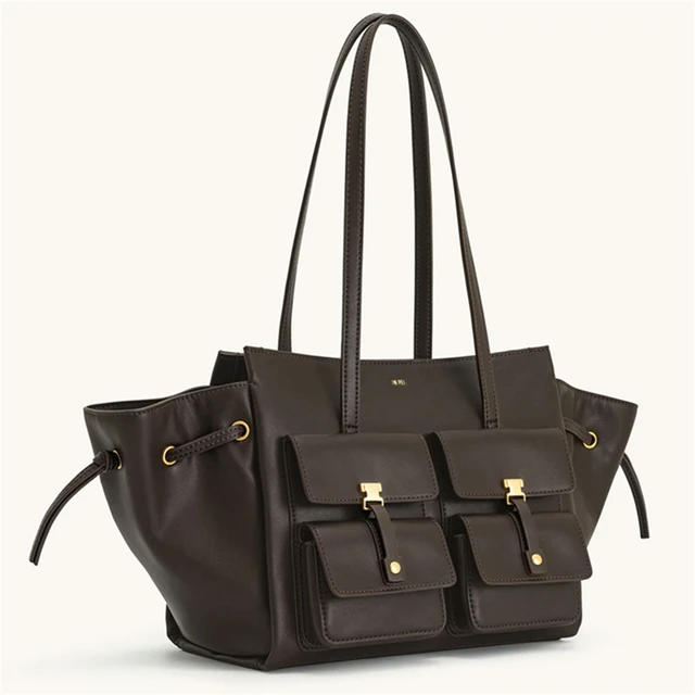 JW Pei New Dark Brown Motorcycle Style Tote Bag Women's Large Capacity Crossbody Purse for Commuters Underarm Shoulder Handbag 2