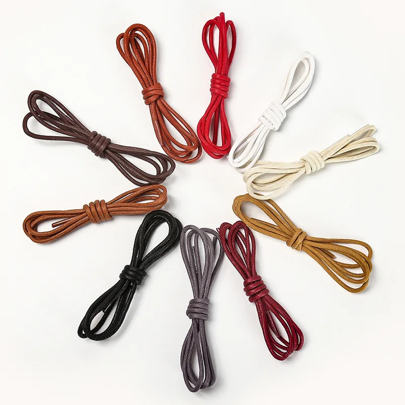 3mm Round Waxed Cotton Shoelaces 60/90/100/120/150cm For Leather Shoes