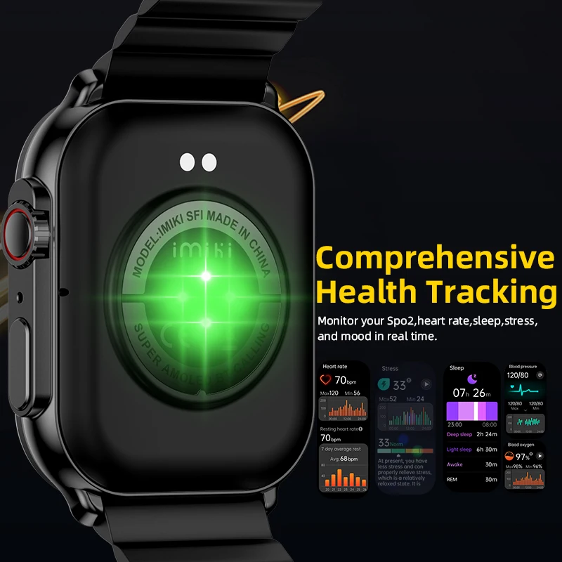 IMIKI SF1  Ʈġ, 2.01 ġ  Ƽ AMOLED ÷, 1000 Ʈ , BT ȭ 100 +  , IP68 
