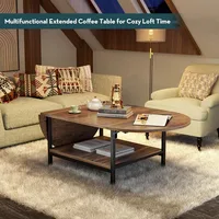 Coffee Table 2-Tier Small Folding Coffee Tables with Storage for Living Room Mid Century Center Table Vintage 1