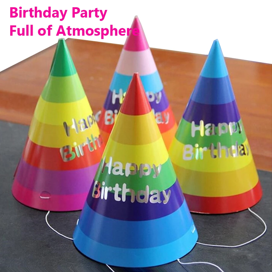 10Pcs Paper Cone Birthday Hats For Girls Boys Party Decorations