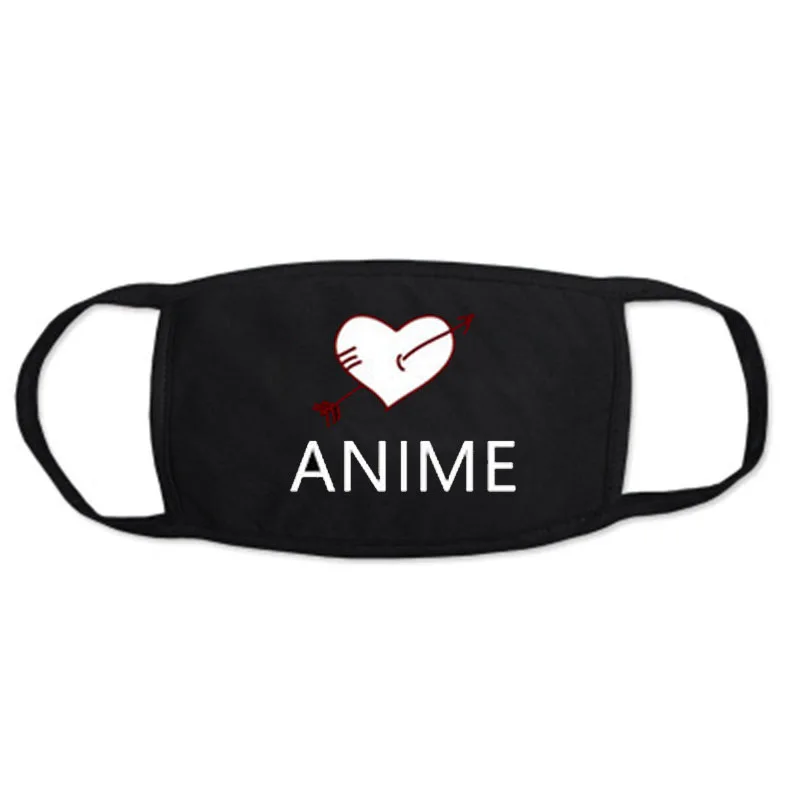 Face Mask Bilayer Cotton Heart Anime Mouth Mask Anti Haze Dust Washable Reusable 1PCS