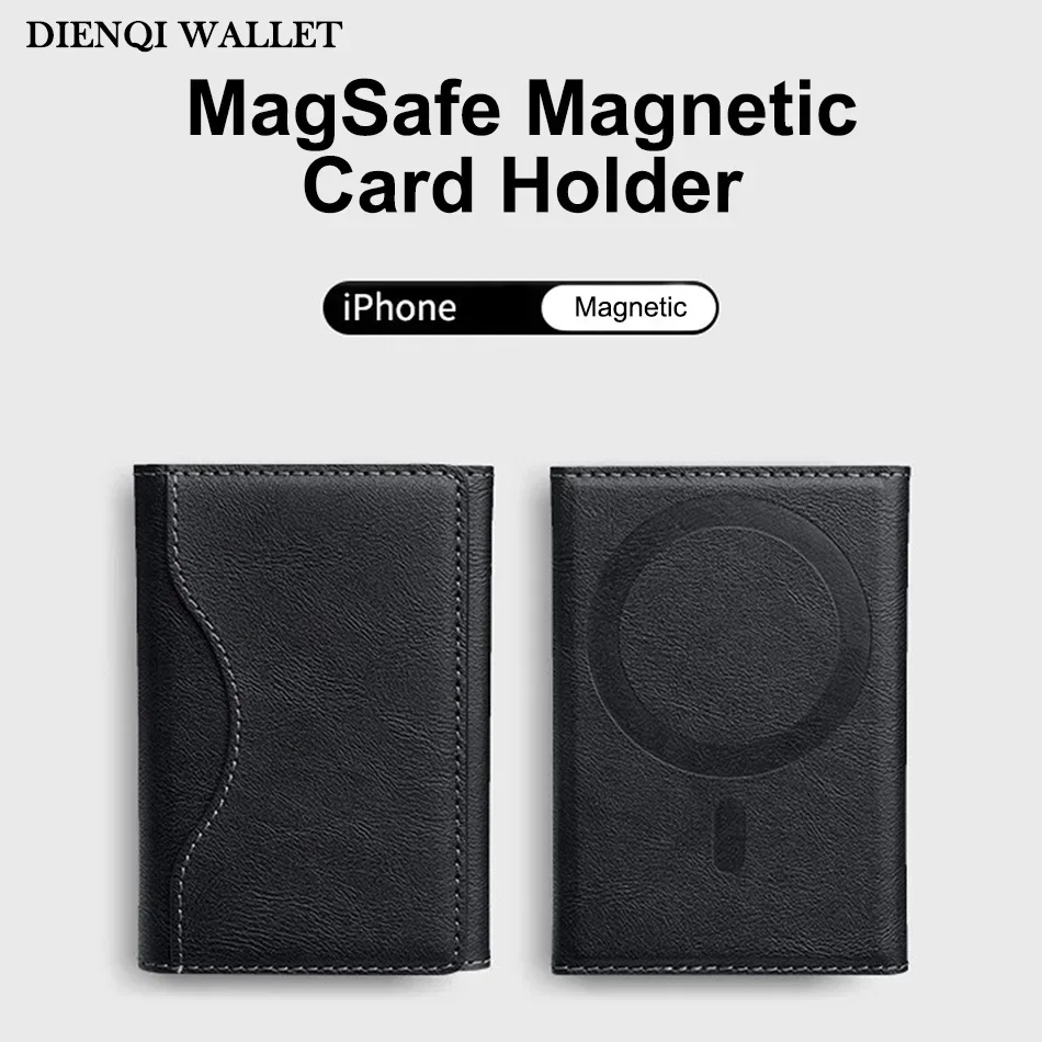 Portafoglio Magnetico a Tre Pieghe in Pelle PU, Porta Carte Magnetico per iPhone 16 15 12 13 14 Pro Max Plus Mini - immagine 3
