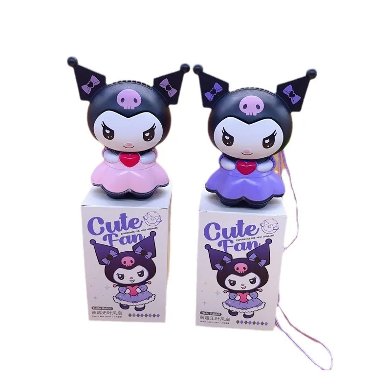Portable Handheld Fans Kawaii Sanrio Kuromi Fan For Girls Room Decoration Usb Fan Portable Handheld Children Fans Necklace Kuromi Stuff Things Gift
