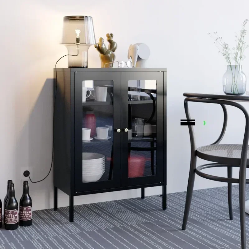 Dining Side Cupboard Wine Cabinet Small Size Narrow Storage Kitchen Living Room Side Wrought Iron Kitchen Sideboard Cabinet