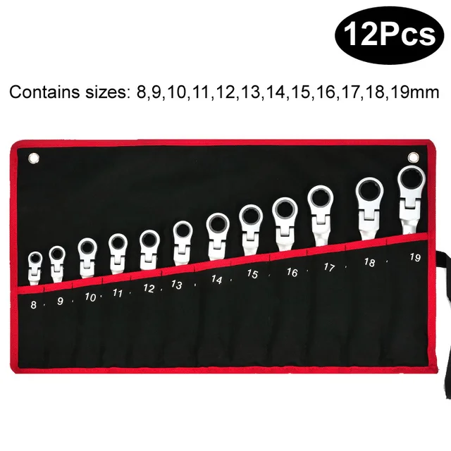 Flex Head Ratcheting Wrench Set (Chrome Vanadium Steel) 9