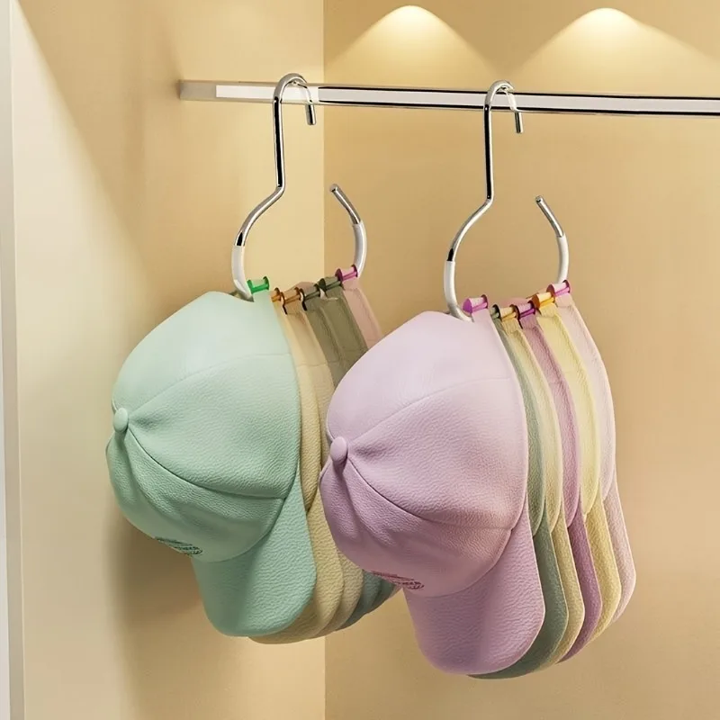 2/4 PCS Fashionable Hook Metal Hat Storage Suitable For Baseball Cap Scarf Belt Wardrobe Decoration Durable Plastic Structure 5