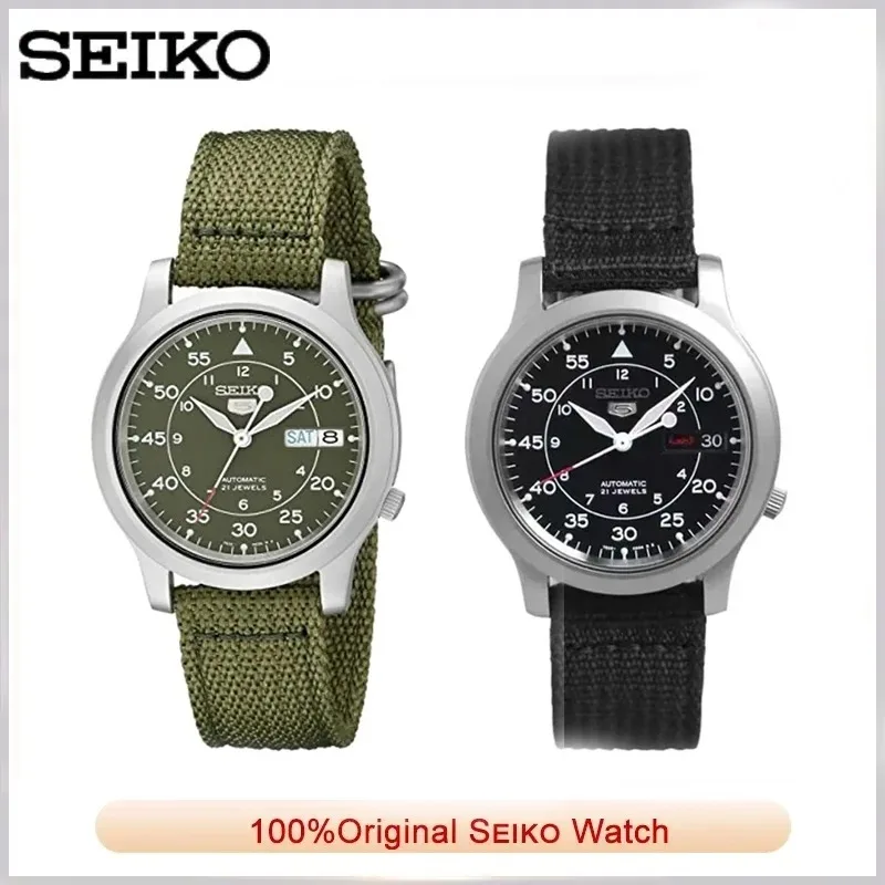 Orologi Seiko Per Uomo 5 Orologio Automatico In Acciaio Inossidabile Con Tela Verde Luxuy Orologio Al Quarzo Snk805 Orologio Da Polso Impermeabile