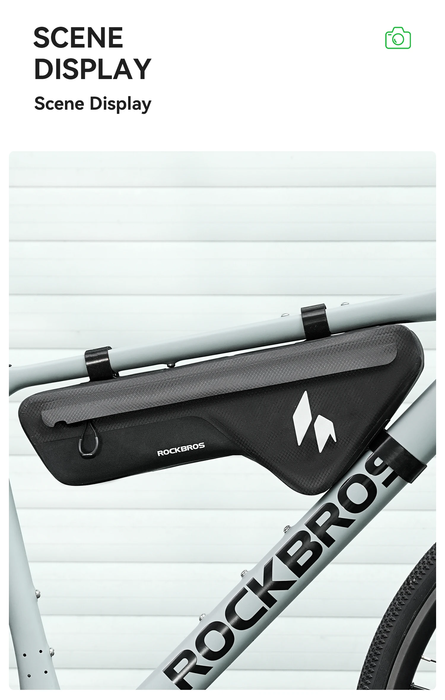 ROCKBROS Fahrradtaschen, wasserdichte Fahrrad-Unterrohr-Frontrahmentasche, Fahrradgepäck, Aufbewahrungstasche, Bikepacking für MTB, Straße, Kies, Fahrrad – Detail 15