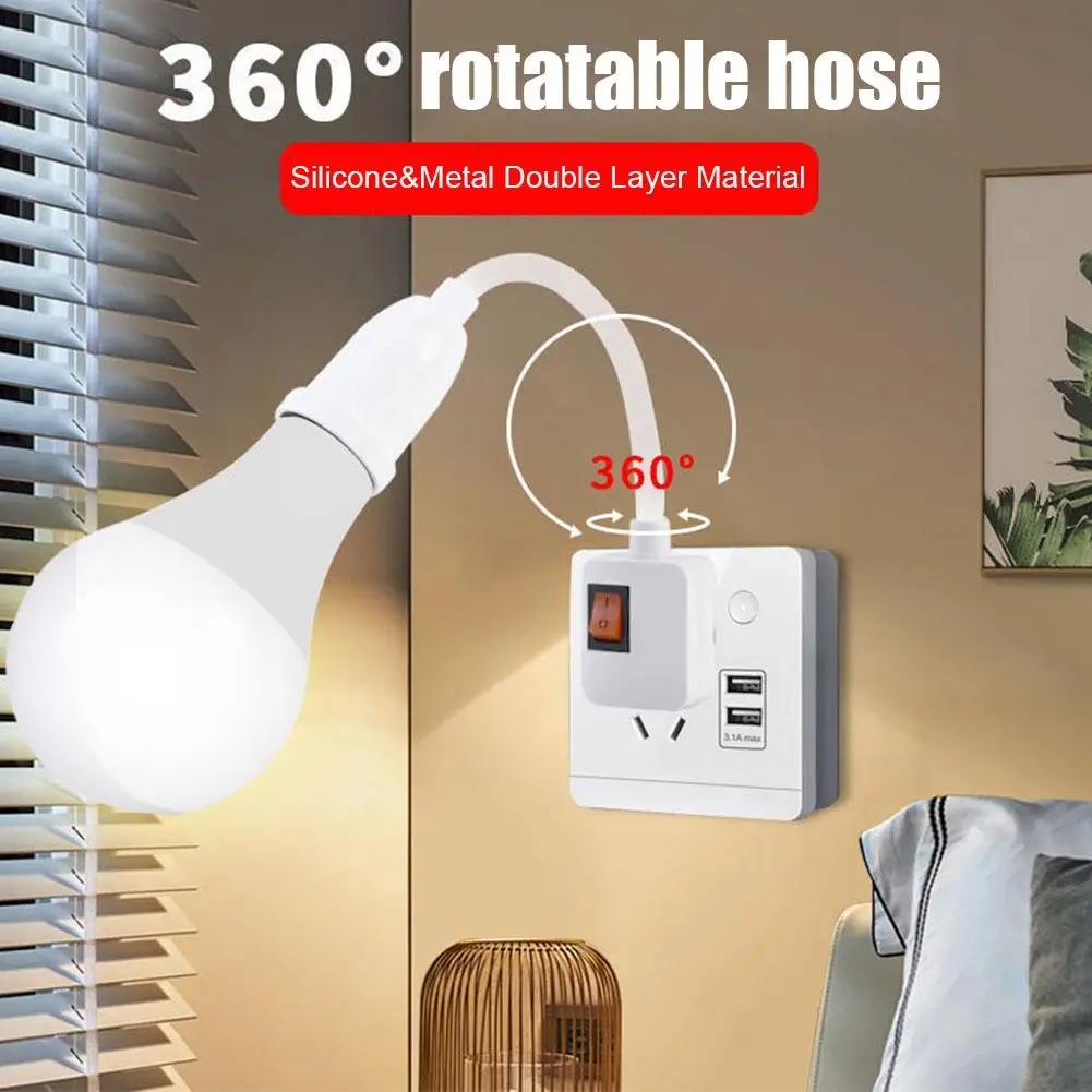 

E27 Lamp Base Conversion Led Light EU US Plug Flexible Adapter Flexible Wall Bend Plug Switch Lamp Bulb Holder H3R6